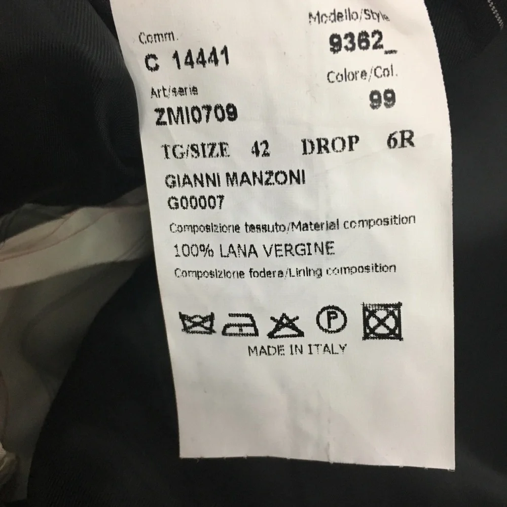 Gianni Manzoni 42r suit black stripes classic made in italy 2 button new ea0125
